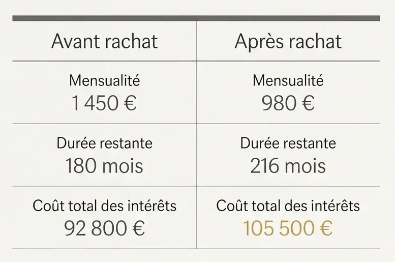 Tableau illustrant le taux d'endettement selon les revenus et mensualités, avec le seuil HCSF de 35 % matérialisé par une ligne de démarcation.